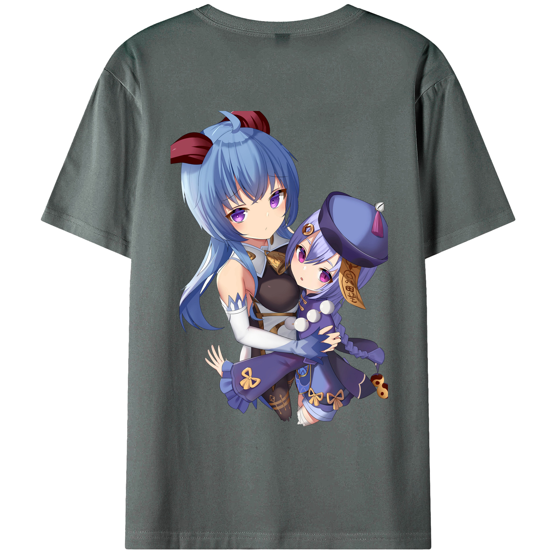 げんし神 甘雨 かんう genshin Ganyu 綿100％ メンズ半袖Tシャツ（バックプリント） 通気性